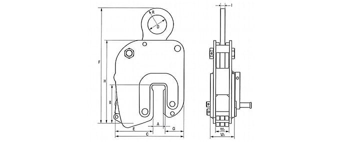 EAGLE CLAMP NNEL豎吊無傷鋼板鉗尺寸圖
