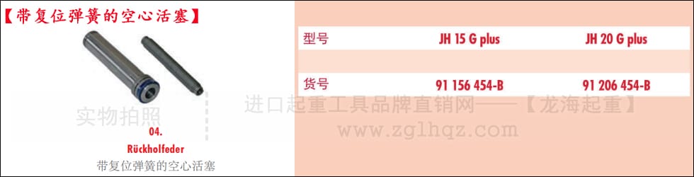 德國JUNG千斤頂配件：帶復位彈簧的空心活塞