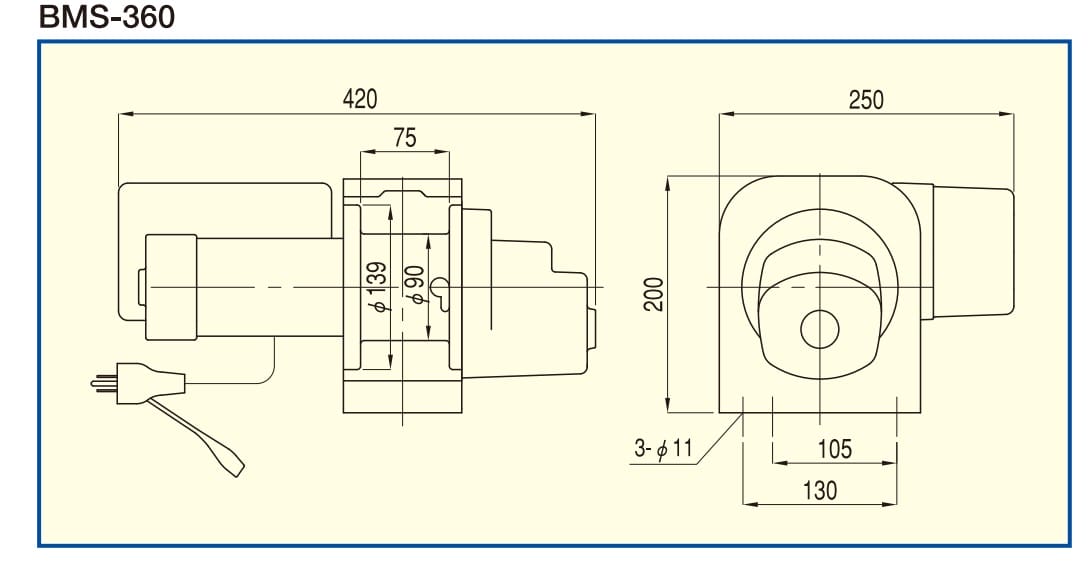 BM系列TKK卷揚機:BMS-360尺寸圖